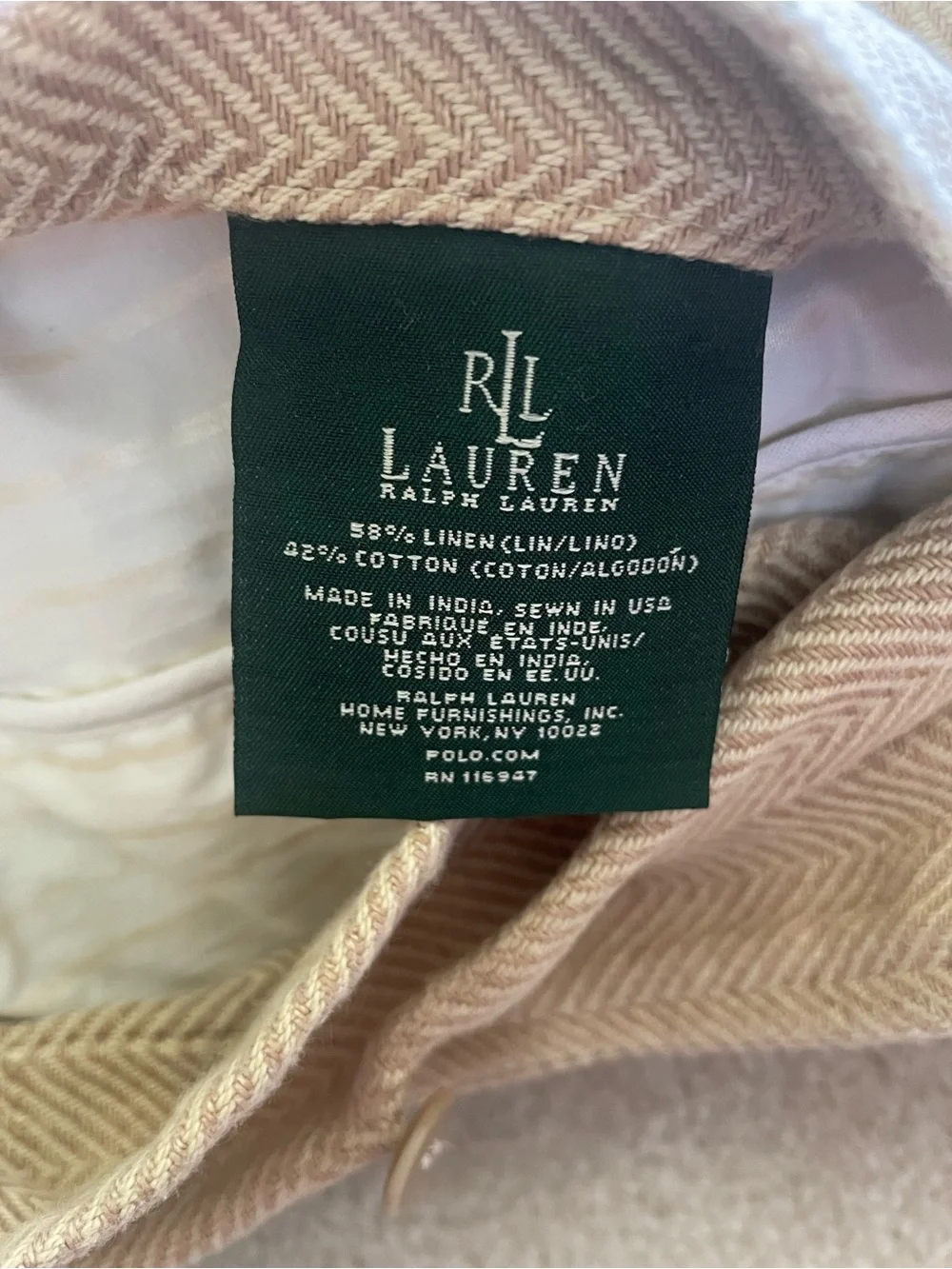 Set of (2) Ralph Lauren Tan Textured Square Throw Pillow Covers plus Inserts